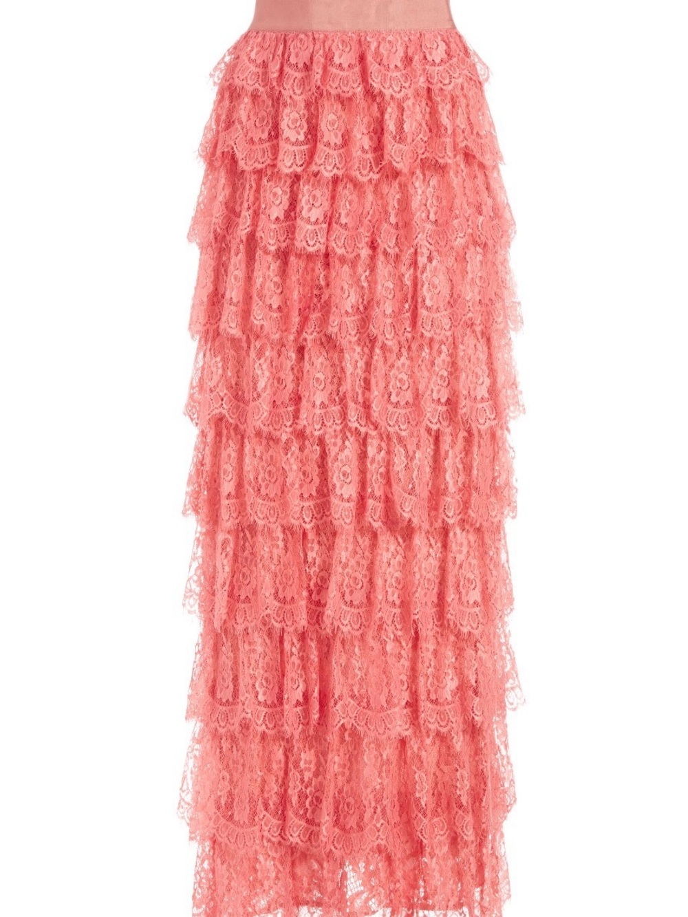 Alice + Olivia Coral Lace Tiered Maxi Skirt